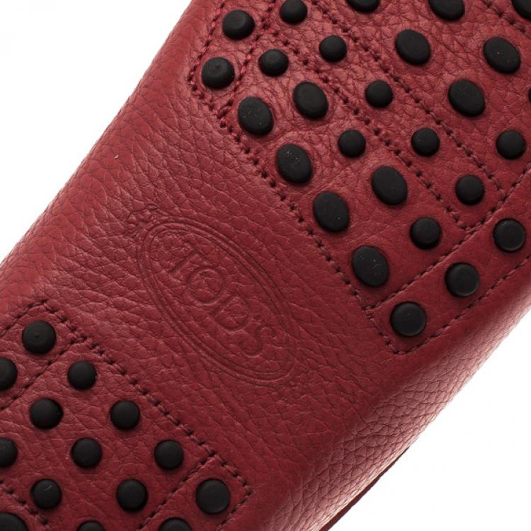 Pre Owned Tod's for Ferrari Red Leather Loafers Size 40