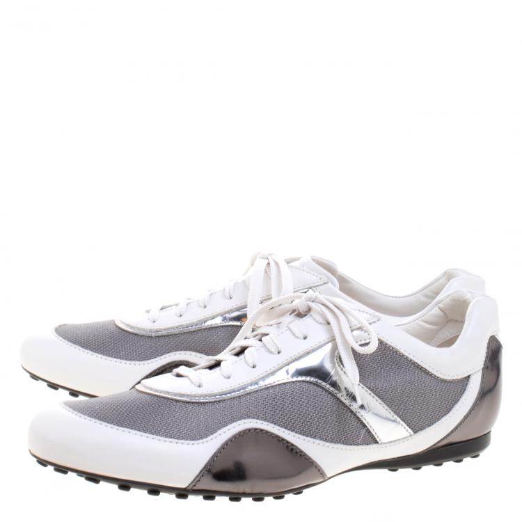 Pre Owned Tod's Tricolor Leather And Mesh Sneakers Size 45
