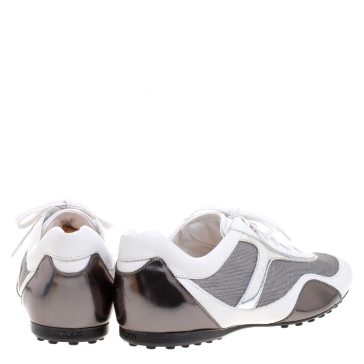 Pre Owned Tod's Tricolor Leather And Mesh Sneakers Size 45