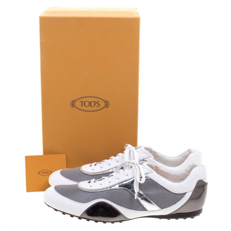 Pre Owned Tod's Tricolor Leather And Mesh Sneakers Size 45