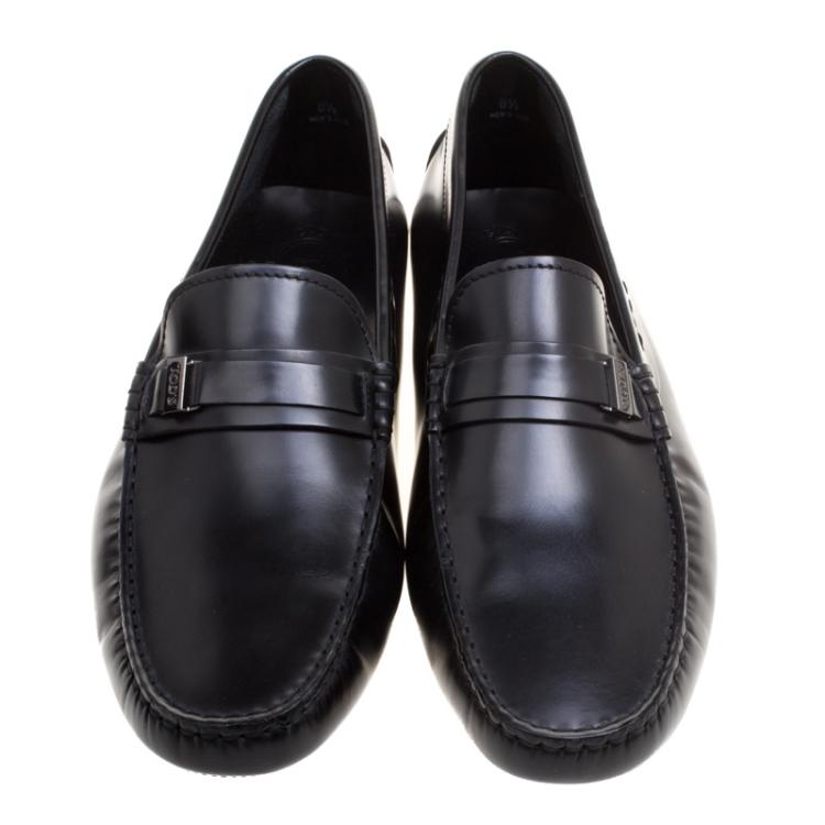 Pre Owned Tod's Black Leather Loafers Size 42.5