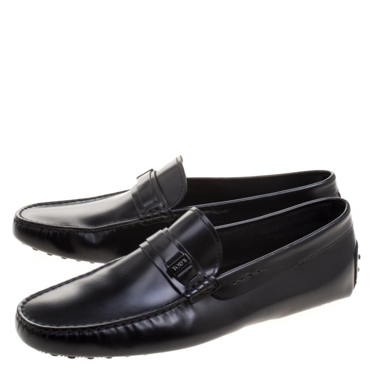Pre Owned Tod's Black Leather Loafers Size 42.5