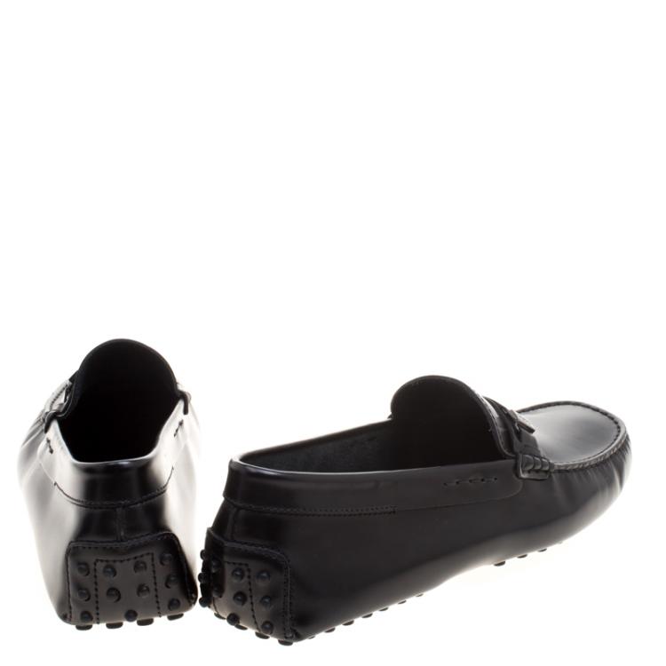 Pre Owned Tod's Black Leather Loafers Size 42.5