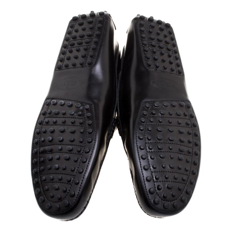 Pre Owned Tod's Black Leather Loafers Size 42.5