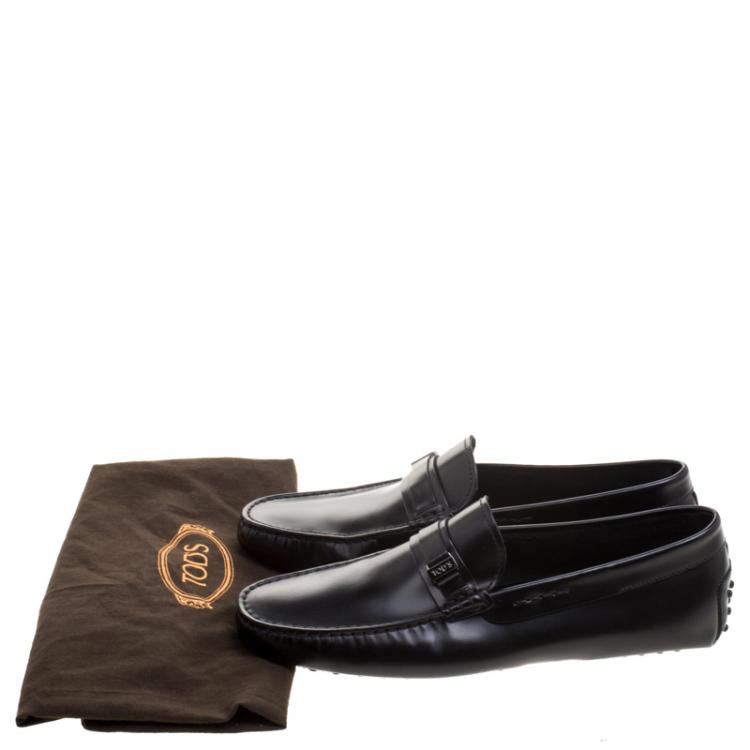Pre Owned Tod's Black Leather Loafers Size 42.5