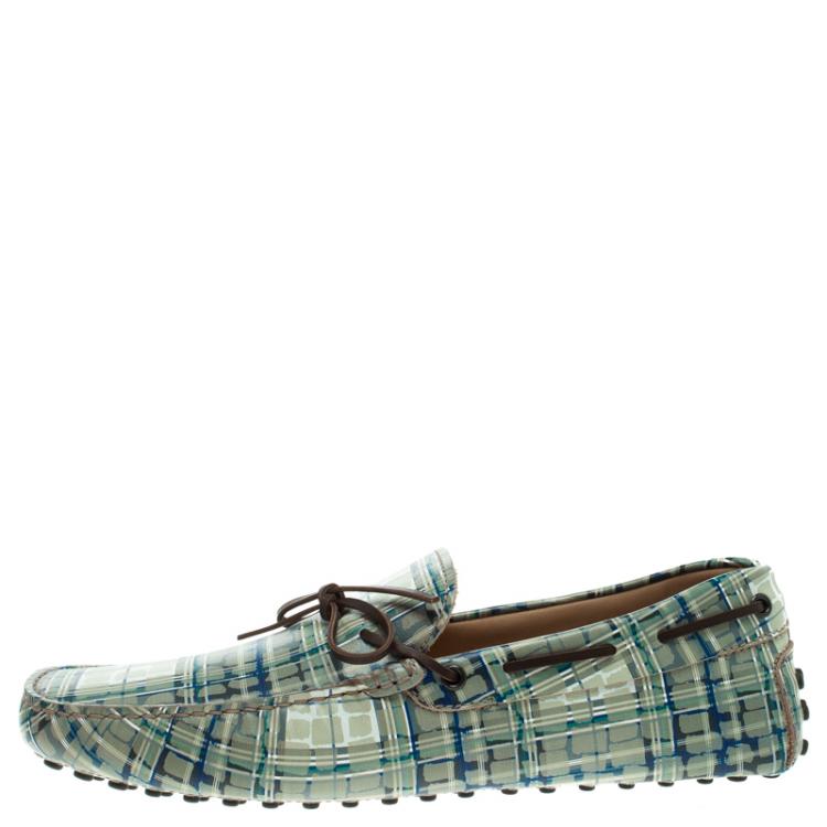Pre Owned Tod's Abstract Print Leather Bow Loafers Size 44