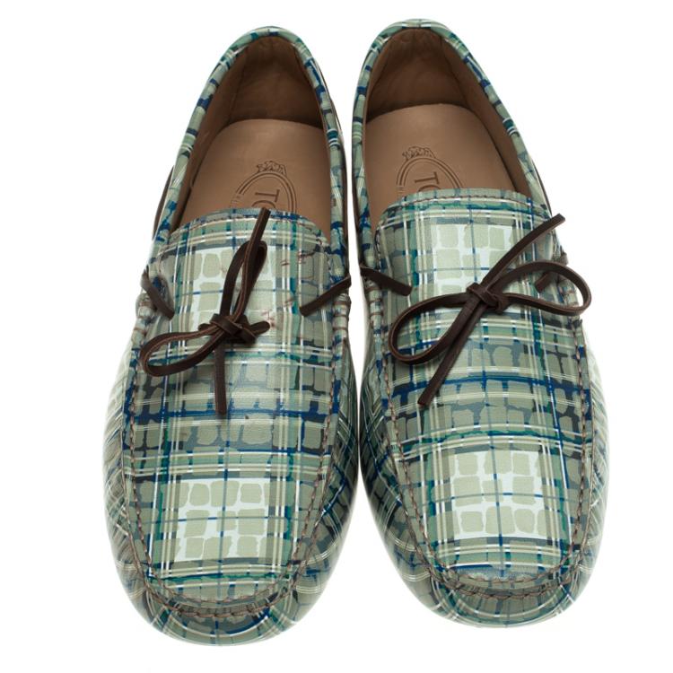 Pre Owned Tod's Abstract Print Leather Bow Loafers Size 44