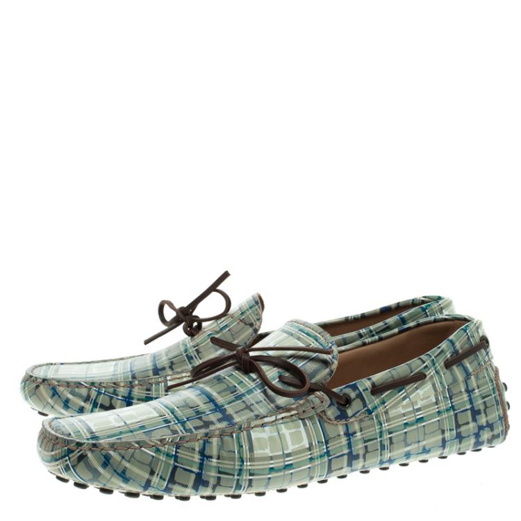 Pre Owned Tod's Abstract Print Leather Bow Loafers Size 44