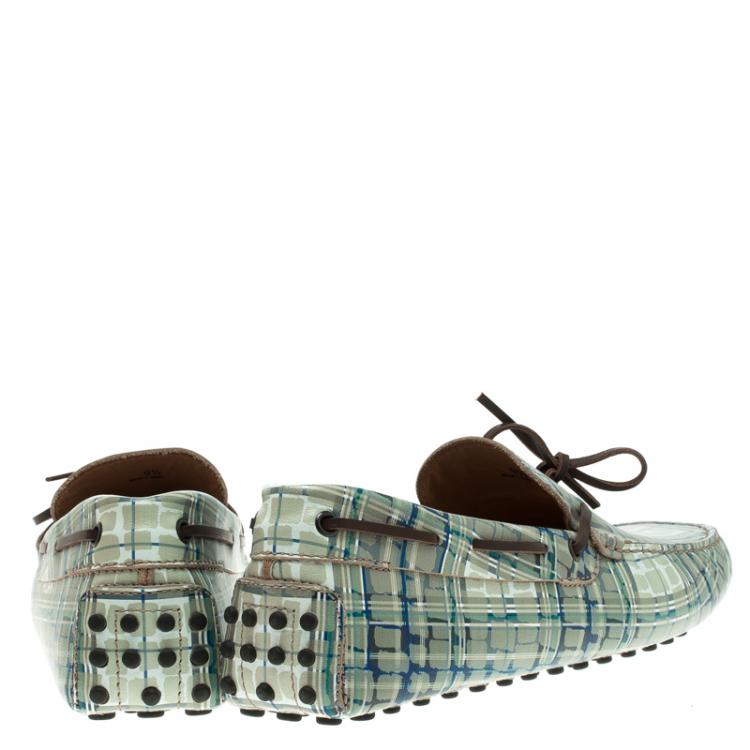 Pre Owned Tod's Abstract Print Leather Bow Loafers Size 44