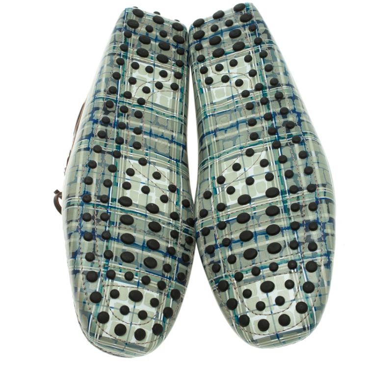 Pre Owned Tod's Abstract Print Leather Bow Loafers Size 44