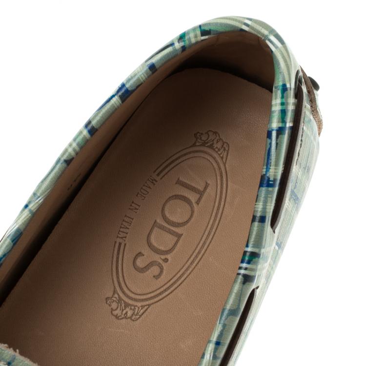 Pre Owned Tod's Abstract Print Leather Bow Loafers Size 44