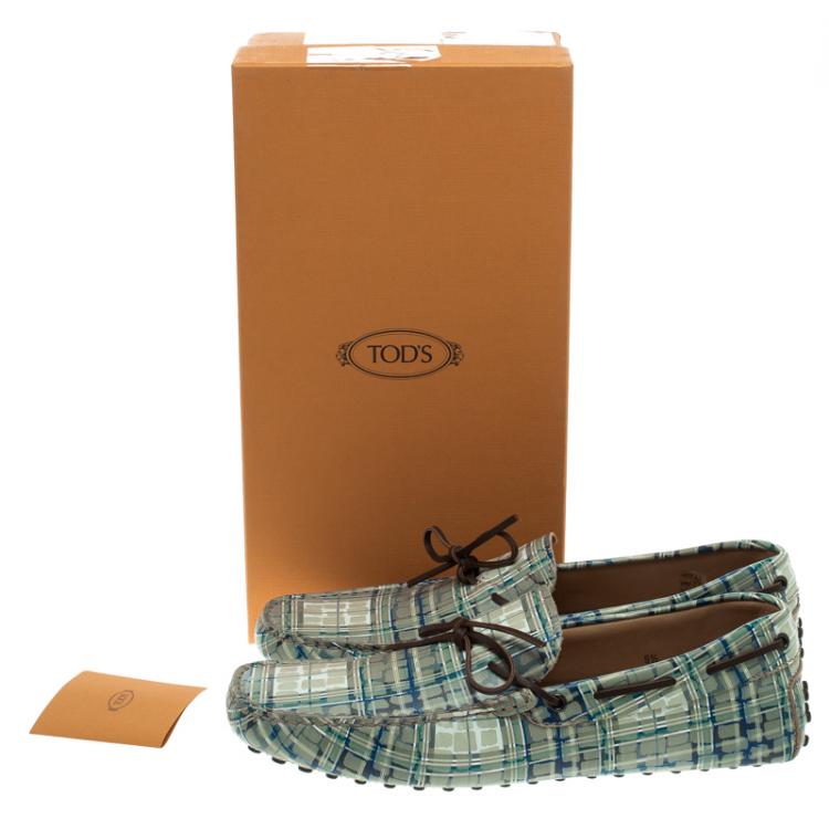 Pre Owned Tod's Abstract Print Leather Bow Loafers Size 44