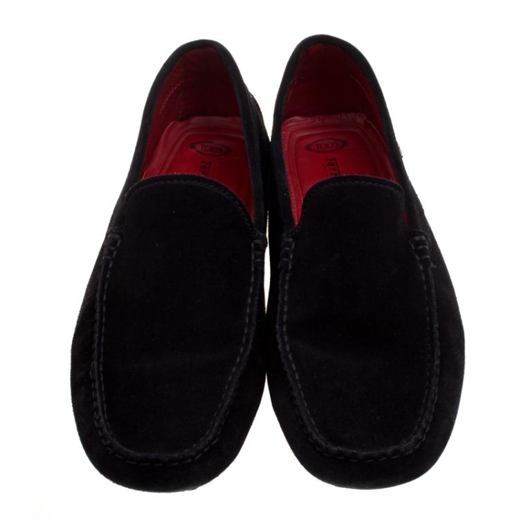 Pre Owned Tod's for Ferrari Black Suede Loafers Size 42.5