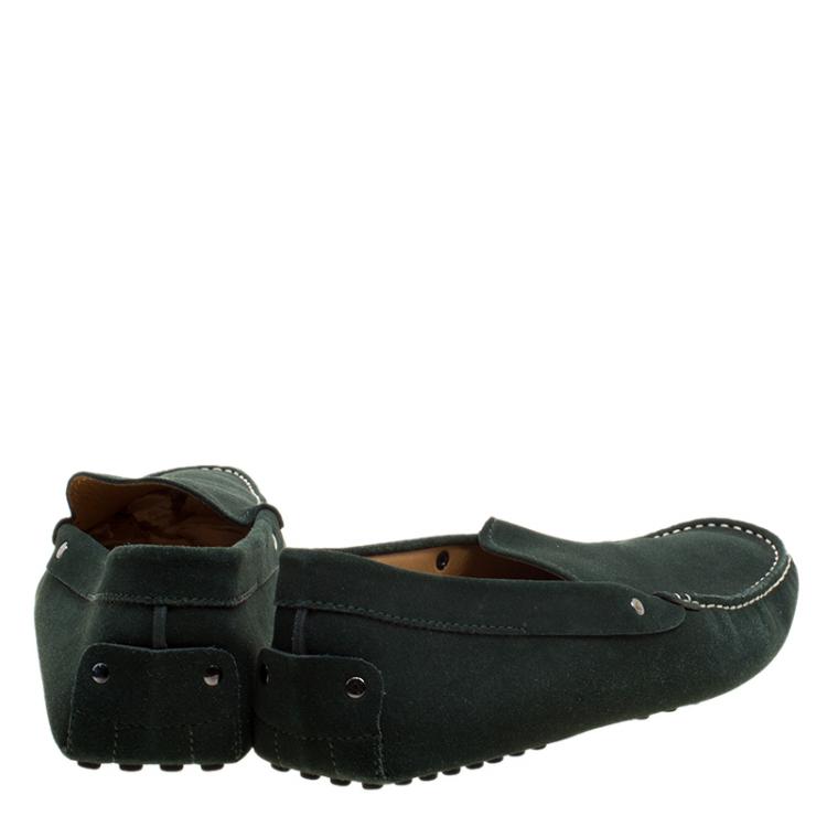 Pre Owned Tod's Pine Green Suede Moccasins Size 43