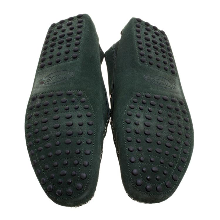Pre Owned Tod's Pine Green Suede Moccasins Size 43
