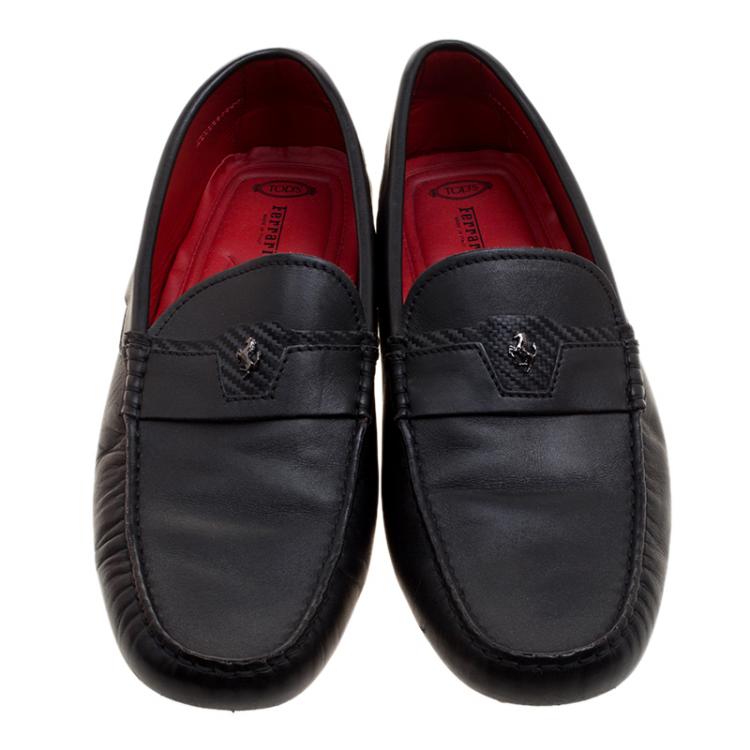 مملوكة مسبقًا Tod's for Ferrari Black Leather Loafers Size 42.5