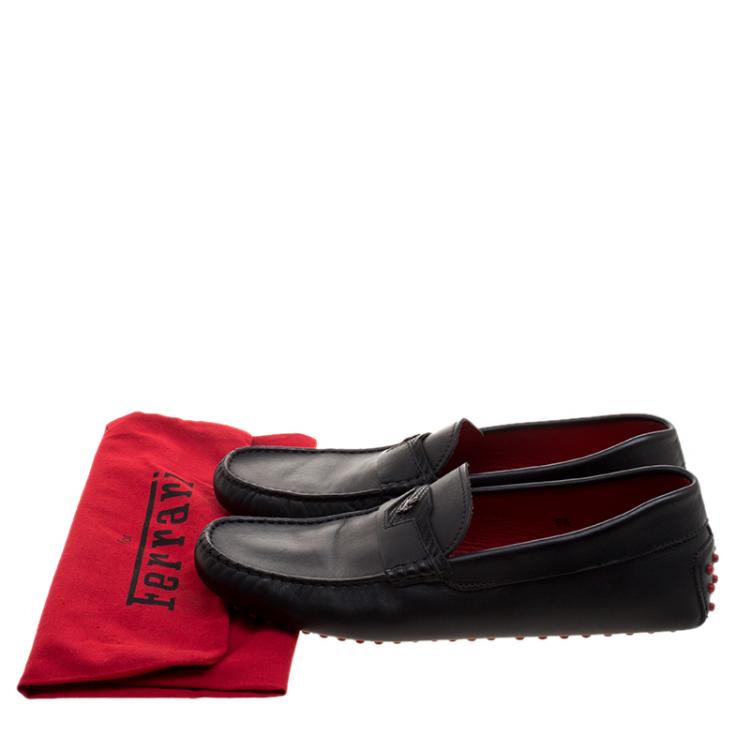 مملوكة مسبقًا Tod's for Ferrari Black Leather Loafers Size 42.5