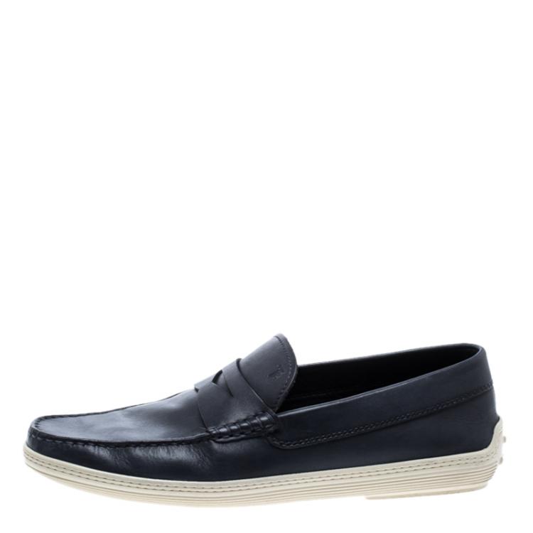 Pre Owned Tod's Blue Leather Penny Loafers Size 43