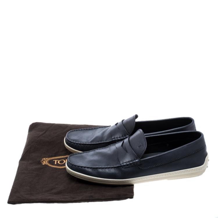 Pre Owned Tod's Blue Leather Penny Loafers Size 43