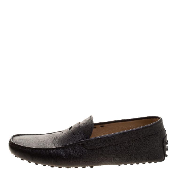 Pre Owned Tod's Black Textured Leather Penny Loafers Size 41.5