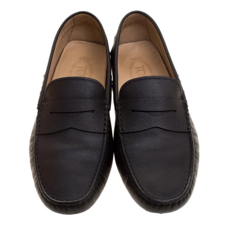 Pre Owned Tod's Black Textured Leather Penny Loafers Size 41.5