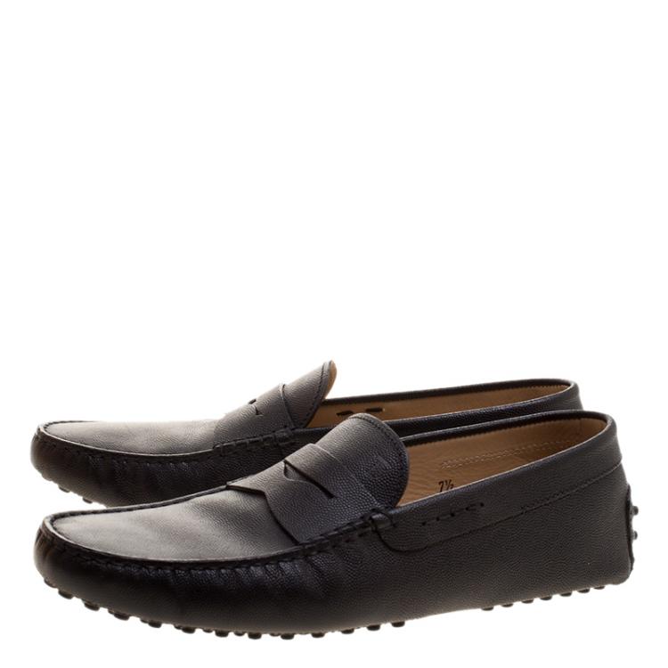 Pre Owned Tod's Black Textured Leather Penny Loafers Size 41.5