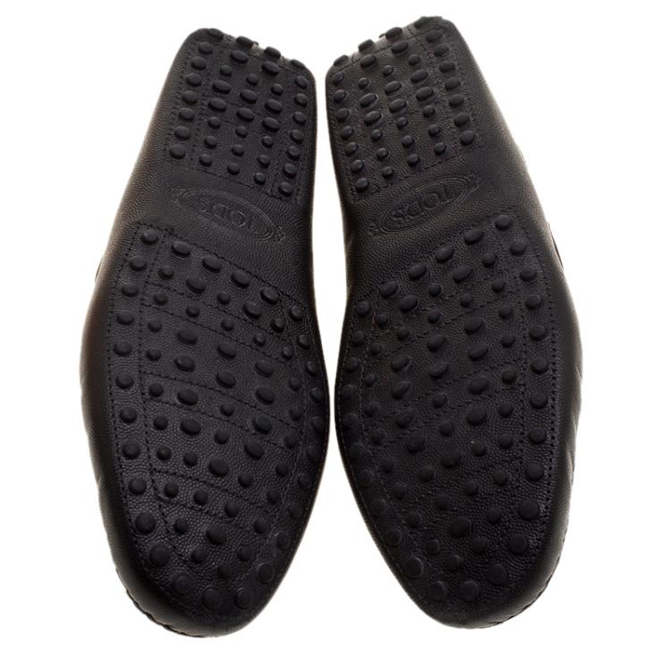 Pre Owned Tod's Black Textured Leather Penny Loafers Size 41.5