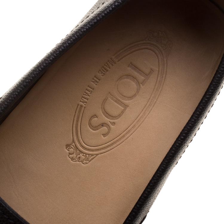 Pre Owned Tod's Black Textured Leather Penny Loafers Size 41.5