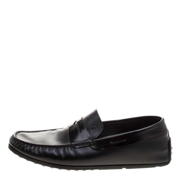 Pre Owned Tod's Black Leather Driving Penny Loafers Size 41