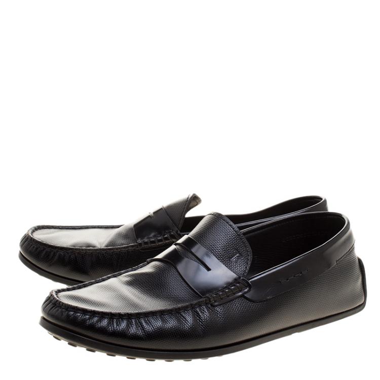 Pre Owned Tod's Black Leather Driving Penny Loafers Size 41