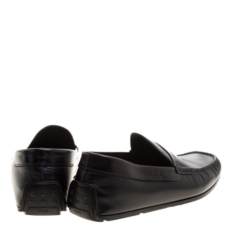 Pre Owned Tod's Black Leather Driving Penny Loafers Size 41
