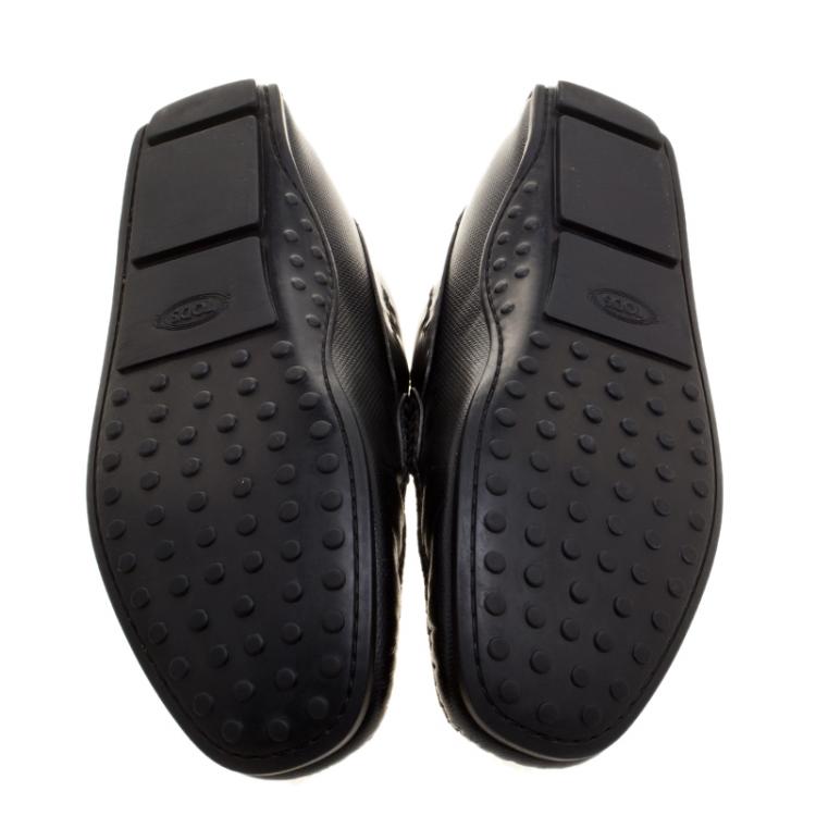 Pre Owned Tod's Black Leather Driving Penny Loafers Size 41