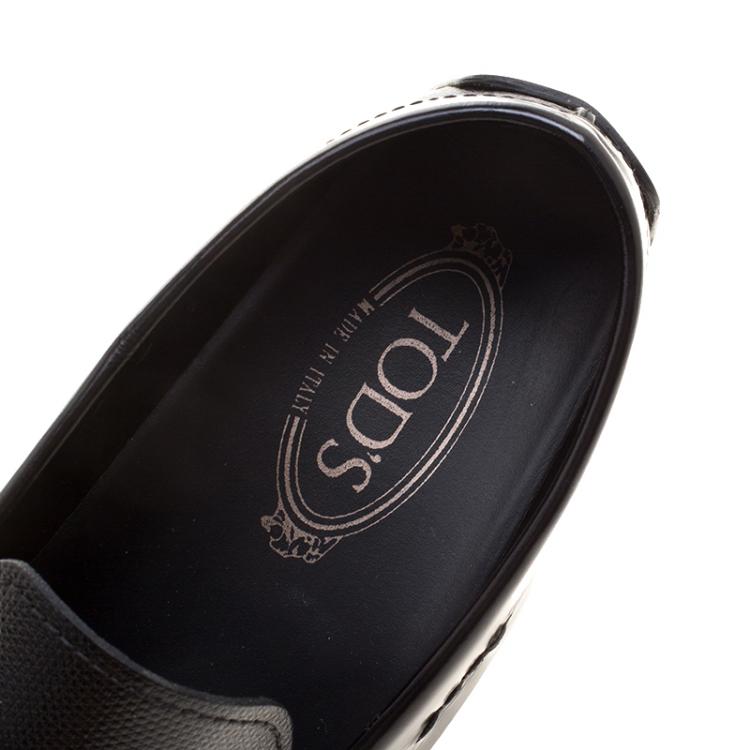 Pre Owned Tod's Black Leather Driving Penny Loafers Size 41