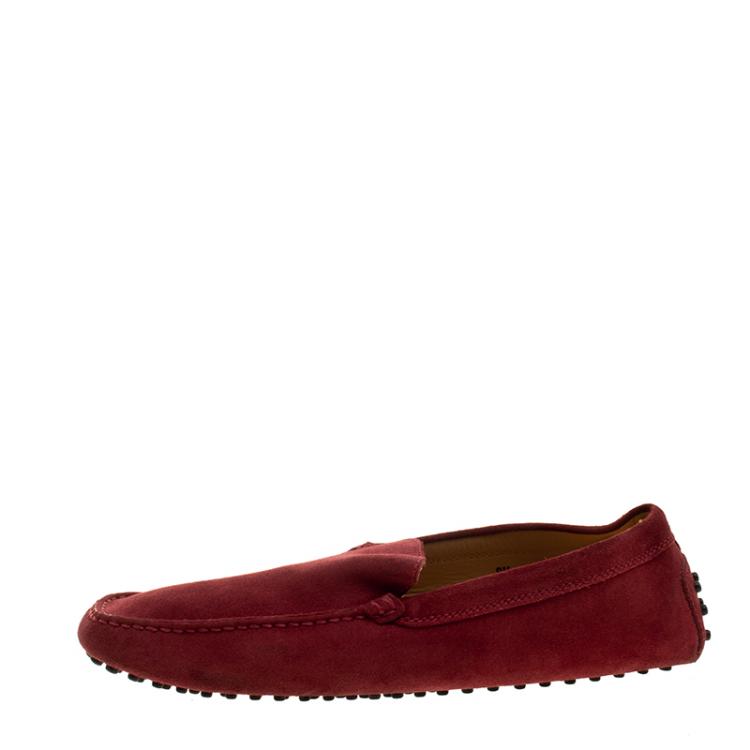 Pre Owned Tod's Red Suede Moccasins Size 42.5