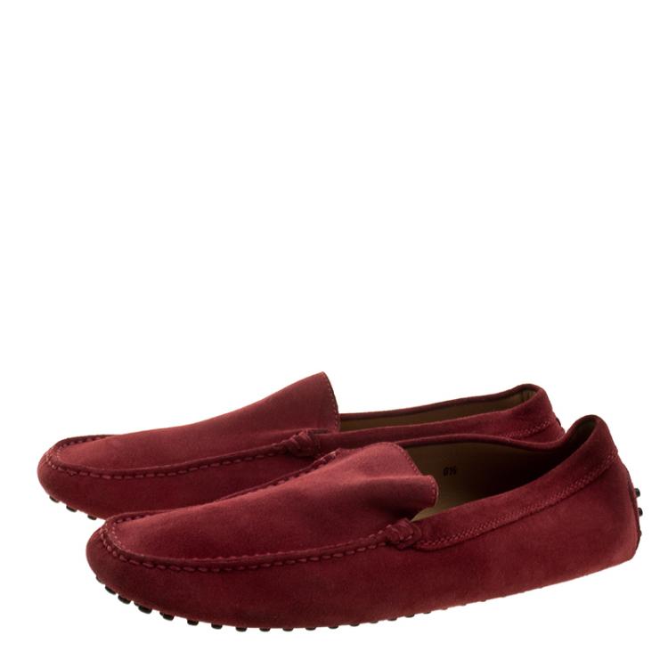 Pre Owned Tod's Red Suede Moccasins Size 42.5