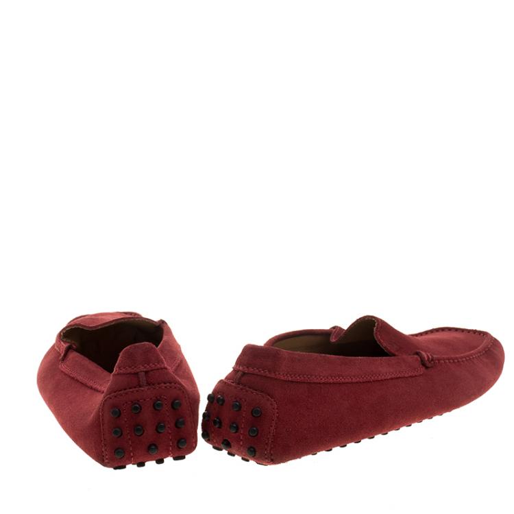 Pre Owned Tod's Red Suede Moccasins Size 42.5