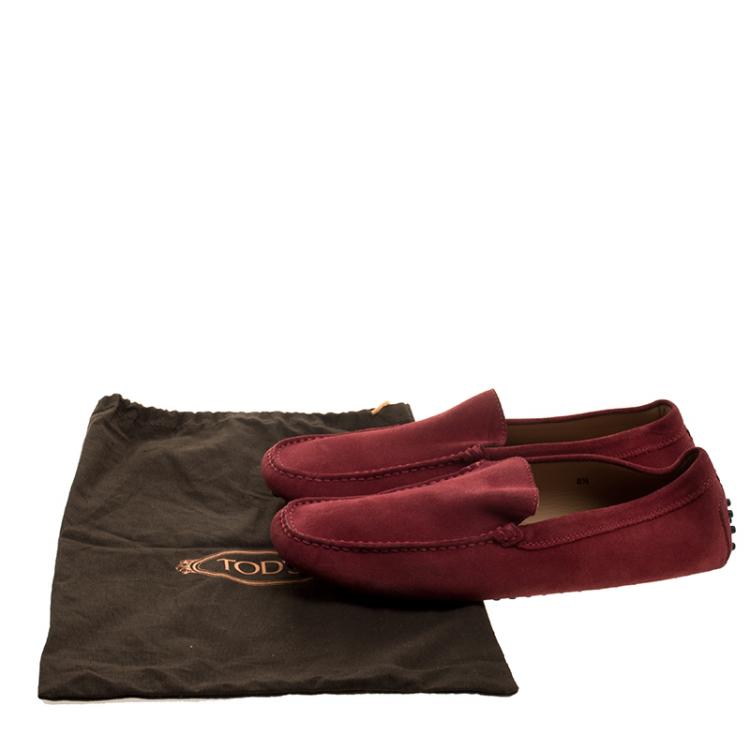 Pre Owned Tod's Red Suede Moccasins Size 42.5