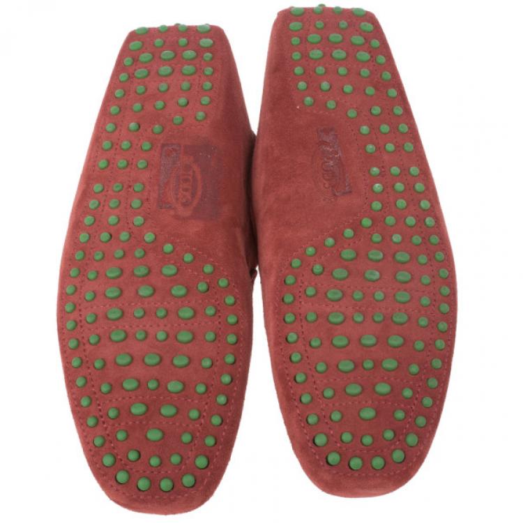 Pre Owned Tod’s for Ferrari Red Suede No.56 Limited Edition Gommino Loafers Size 43