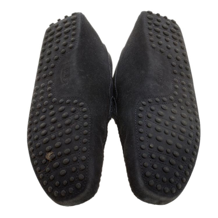 Pre Owned Tod's Black Suede Horsebit Buckle Loafers Size 42