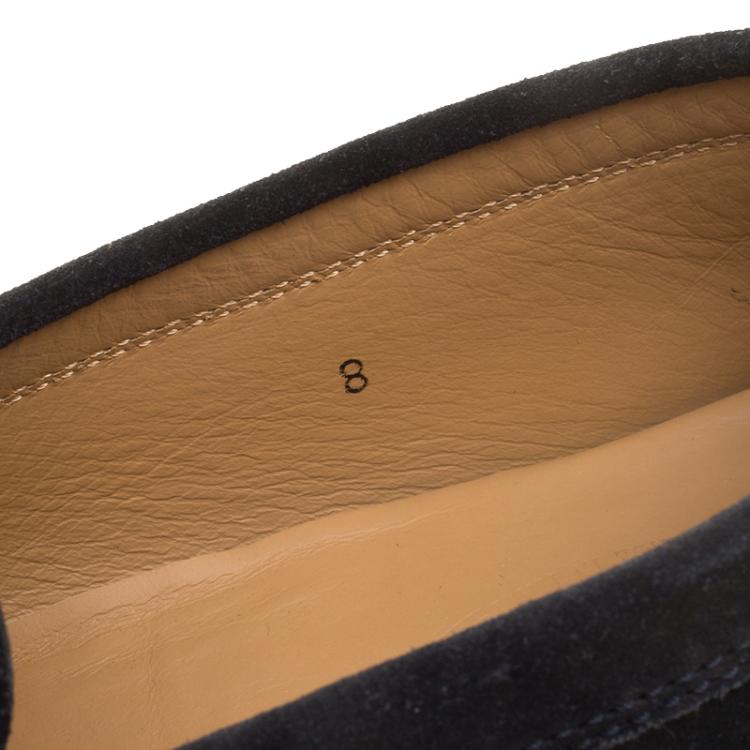 Pre Owned Tod's Black Suede Horsebit Buckle Loafers Size 42