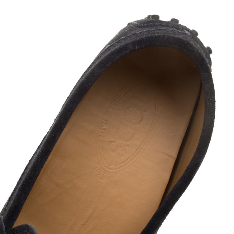Pre Owned Tod's Black Suede Horsebit Buckle Loafers Size 42
