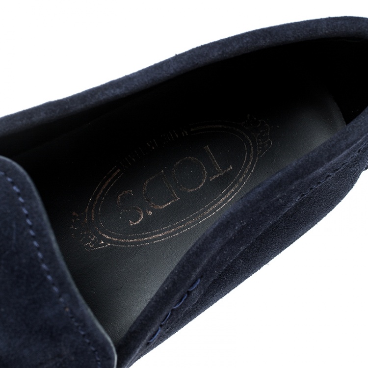 Pre Owned Tod's Blue Suede Penny Loafers Size 38.5
