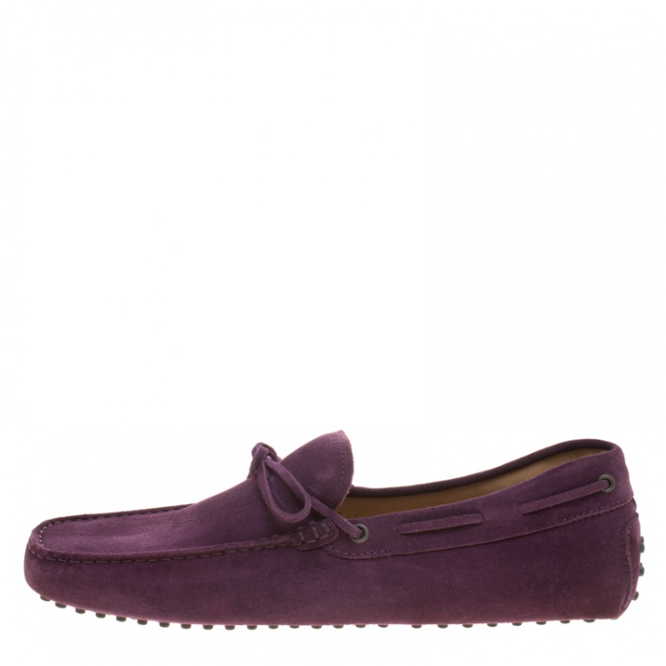Pre Owned Tod's Purple Suede Bow Loafers Size 45.5
