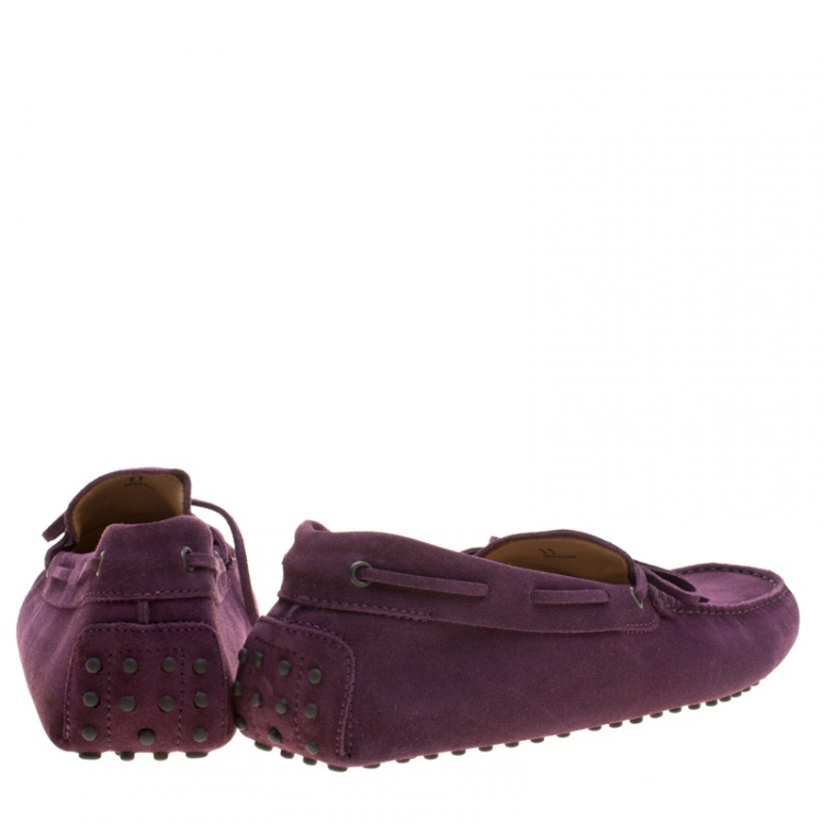 Pre Owned Tod's Purple Suede Bow Loafers Size 45.5