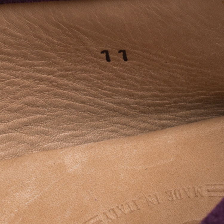 Pre Owned Tod's Purple Suede Bow Loafers Size 45.5