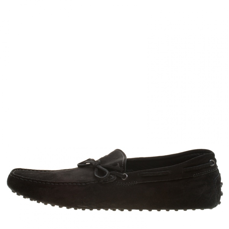 Pre Owned Tod's Black Suede Bow Loafers Size 45.5
