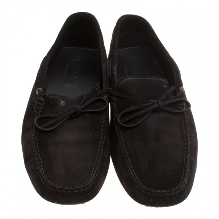 Pre Owned Tod's Black Suede Bow Loafers Size 45.5
