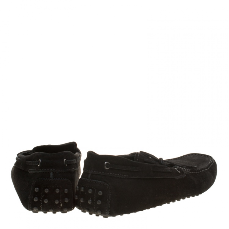 Pre Owned Tod's Black Suede Bow Loafers Size 45.5