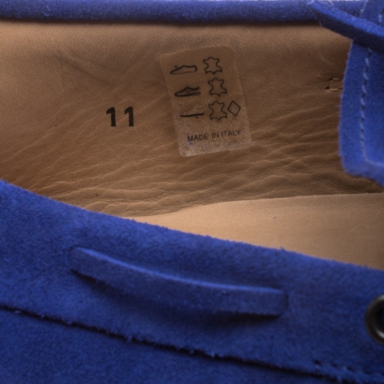 Pre Owned Tod's Blue Suede Bow Detail Driving Loafers Size 45.5
