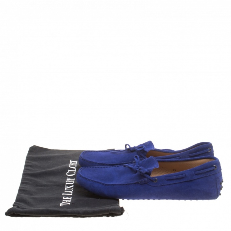 Pre Owned Tod's Blue Suede Bow Detail Driving Loafers Size 45.5